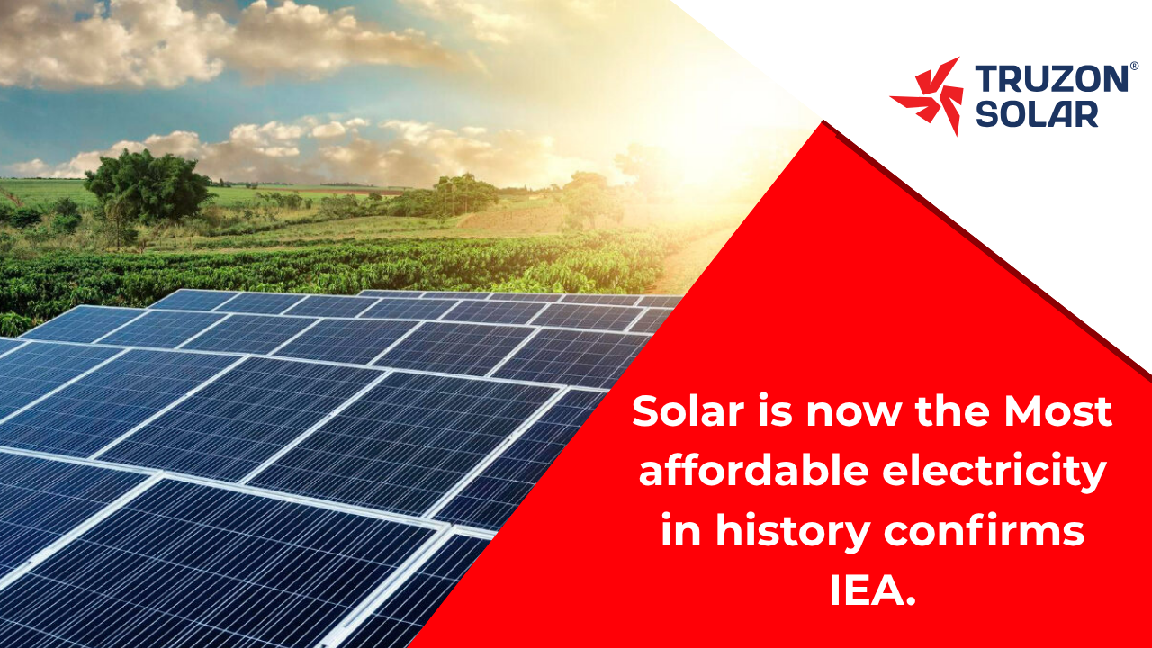 Solar is now the Most affordable electricity in history confirms IEA.