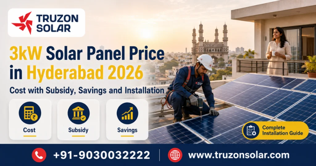 3kW Solar Panel Price in Hyderabad 2026 — Cost with Subsidy, Savings and Installation
